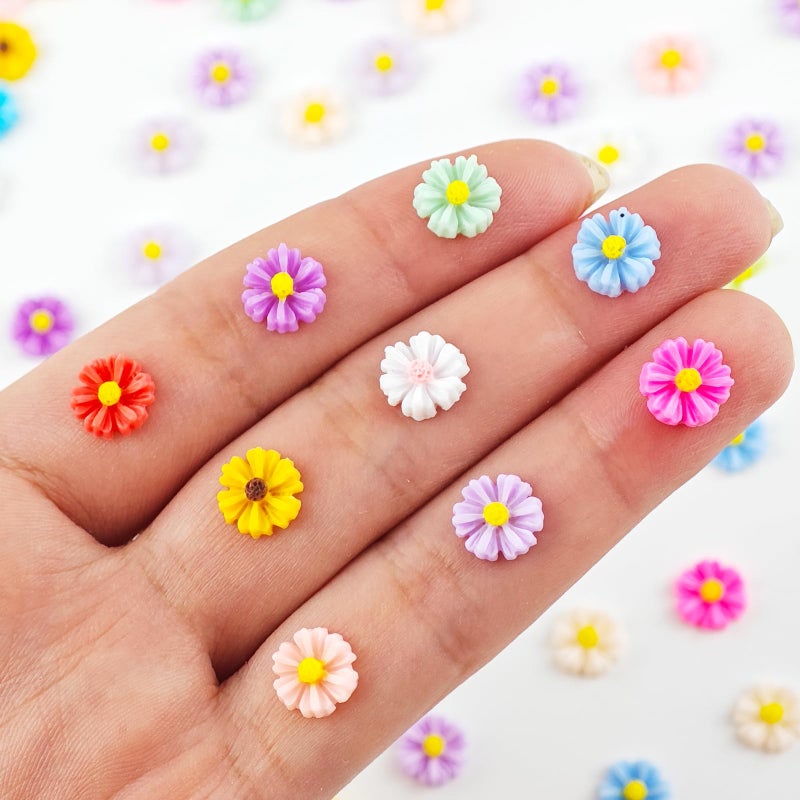 HOMICO 200 Pieces Colorful Tiny Daisy Decor for Dollhouse Mini Resin Decor for Crafts Tiny Things for Fairy Garden Micro Landscaping Decoration - Image 1
